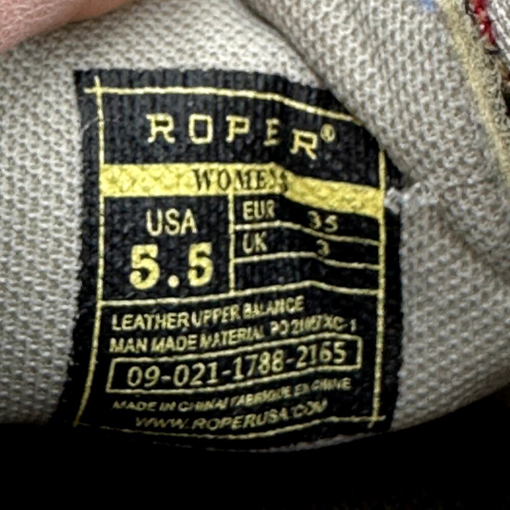 Roper Driving Moccasin Fair Isle Aztec Lace Up Round Toe Leather Tan 5.5 - Picture 7 of 8